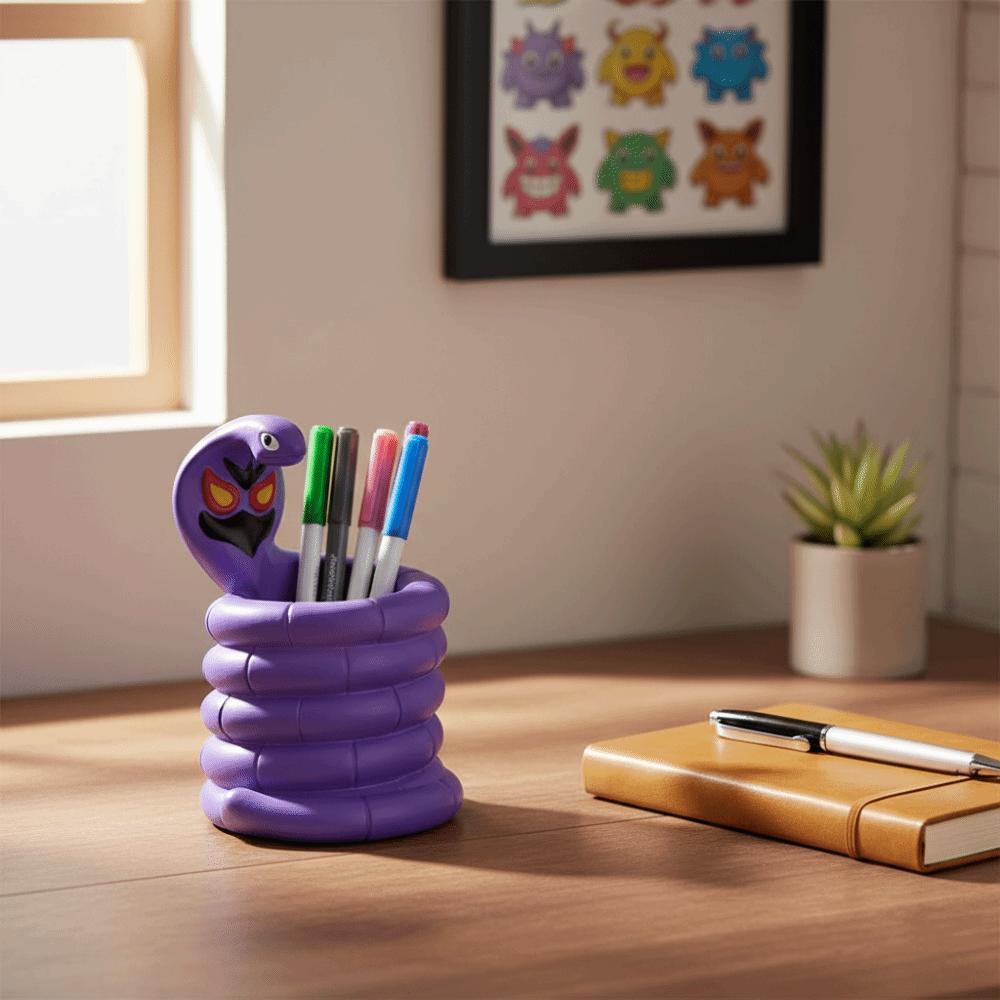 3D Cartoon Cobra Pencil Holder Animal Shaped Makeup Brush Holder Pencil Cup Flower Pot Office Desk