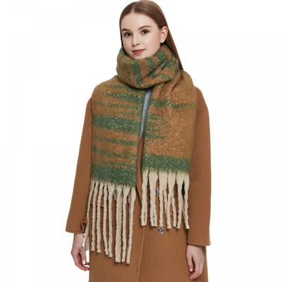 Dicker Schal für Damen, Herbst und Winter, Metasequoia-Druck, warmer Quastenschal