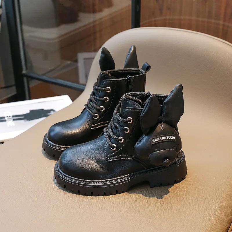 

Обувь для девочек Zapatos Niña 2024 года, зимние новые модные ботинки для девочек, симпатичные универсальные ботильоны, повседневная обувь для мальчиков, женские ботинки 26insole16.2cm чёрный