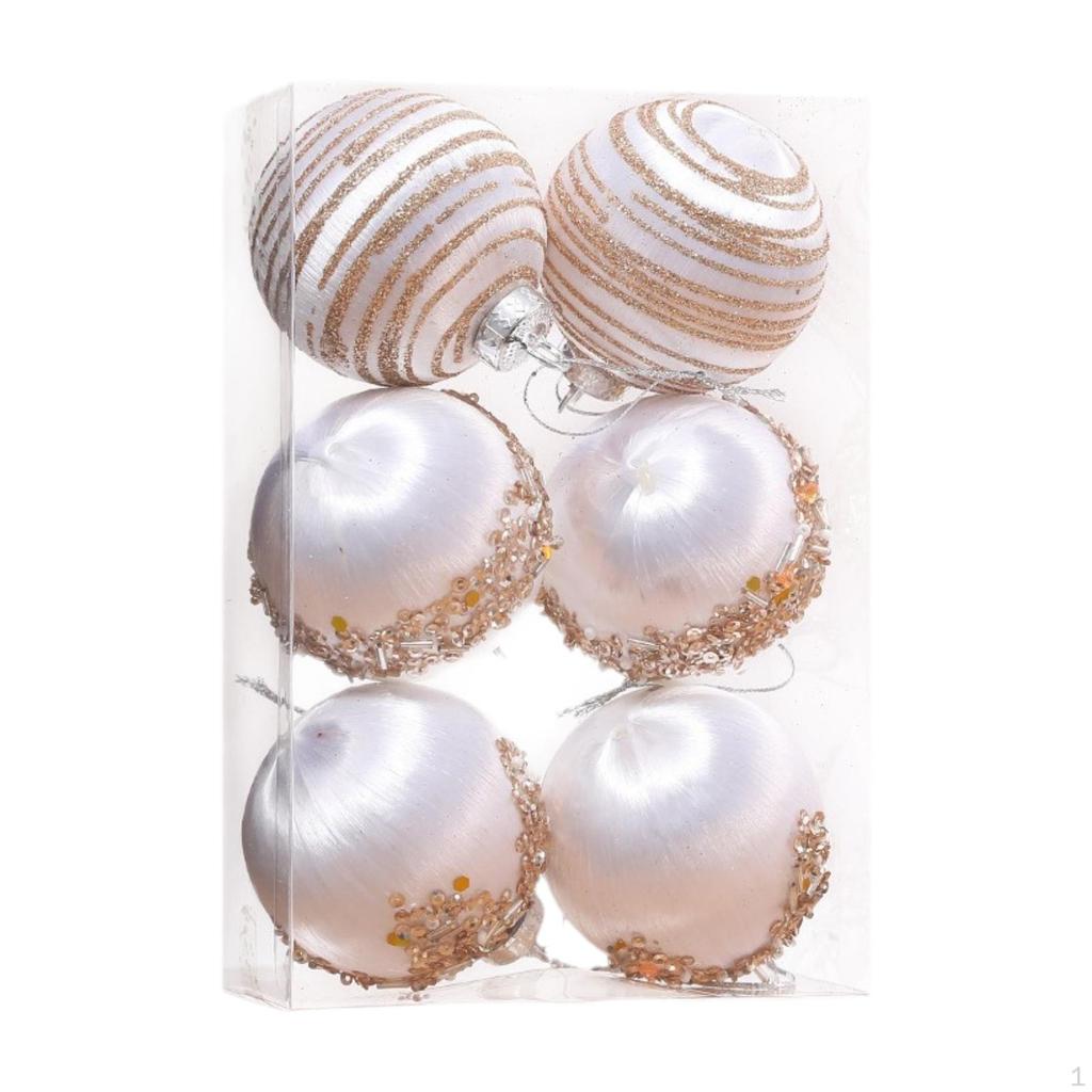 6Pcs Christmas Ball Ornaments Hanging Shatterproof Balls Decorative Bauble for