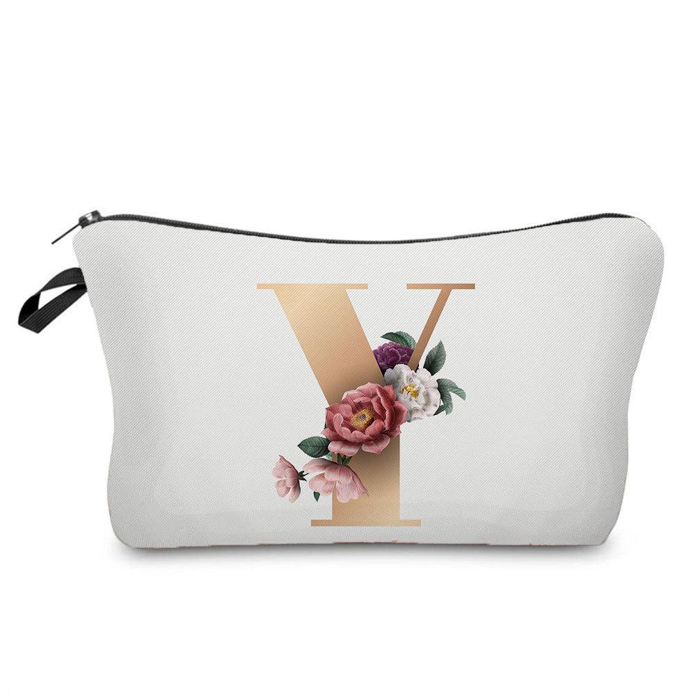 Geantă Cosmetică cu Imprimeu Litere Aurii pentru Femei Organizator pentru Articole de Toaletă Geantă de Depozitare pentru Călătorie 6719