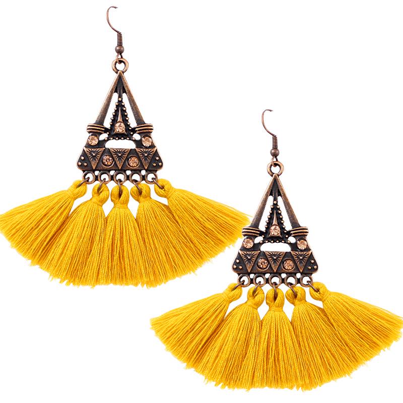 New Bohemian Triangle Tassel Stud Earrings - European & American Style, Hot Selling Jewelry