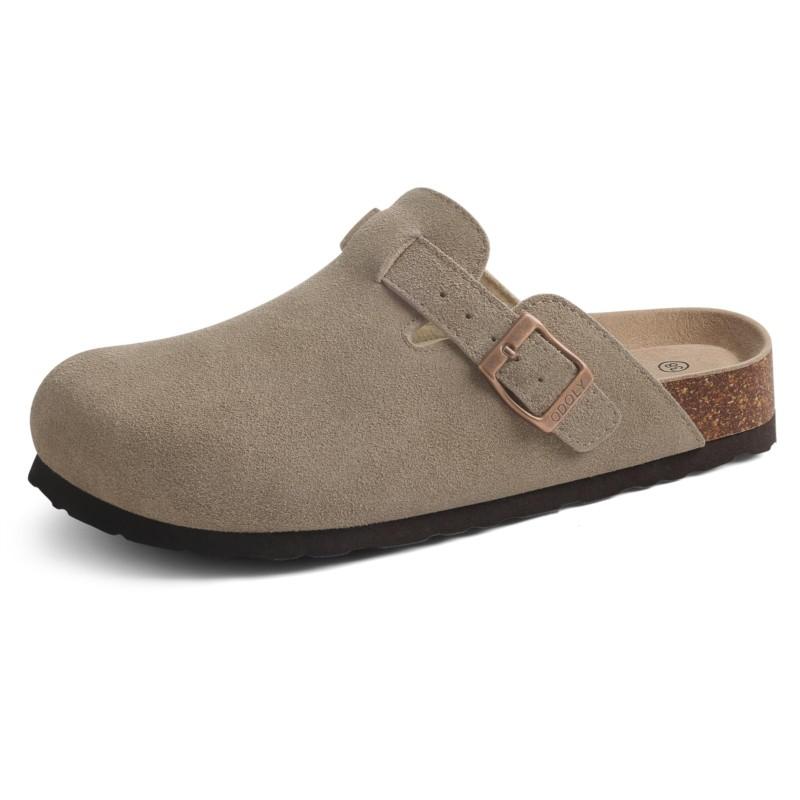 Fashion Smile Men New Cow Suede Clogs Soft Cork Footbed Men Mules Slippers Fashion Men House Sandals With Arch Support Men Beach Sandals