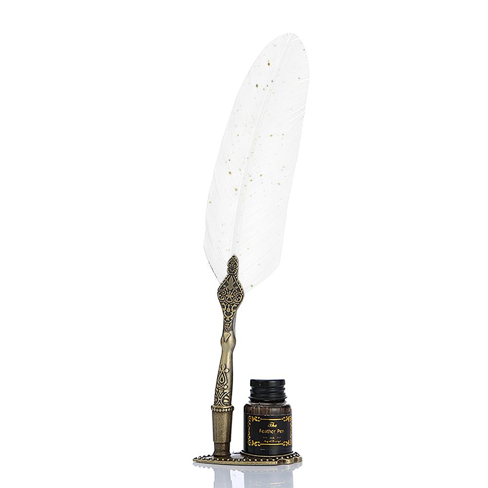 Calligraphy Feather Dip Pen with 2 Nib Set Quill Fountain Writing Creative Vintage Stationery Classic Texture Gift Box