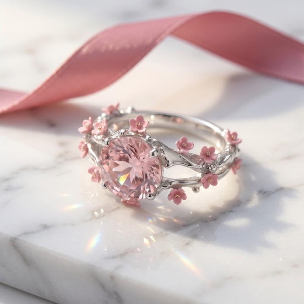Delicate Flower Crystal Ring Elegant Finger Jewelry Gifts for Women Rhinestone Ring Party