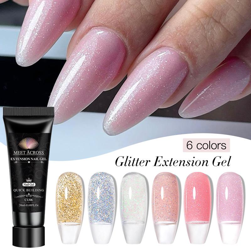 INCONTRARE ATTRAVERSO 14 Pz Set di gel UV poli Kit gel per unghie Crystal Builder Gel colorato trasparente con lampada Gel Smalto per unghie per l'estensione delle unghie