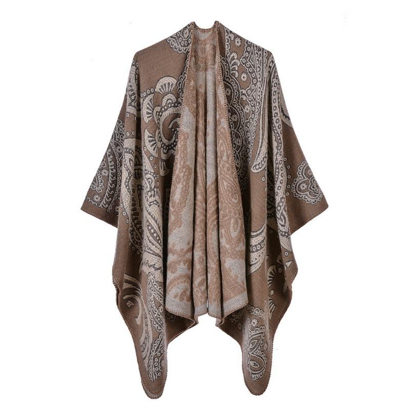 Fashion Autumn and Winter Hot Sale Big Cashew Imitation Cashmere Women's Scarf Versatile Thickened Warm Shawl Cape