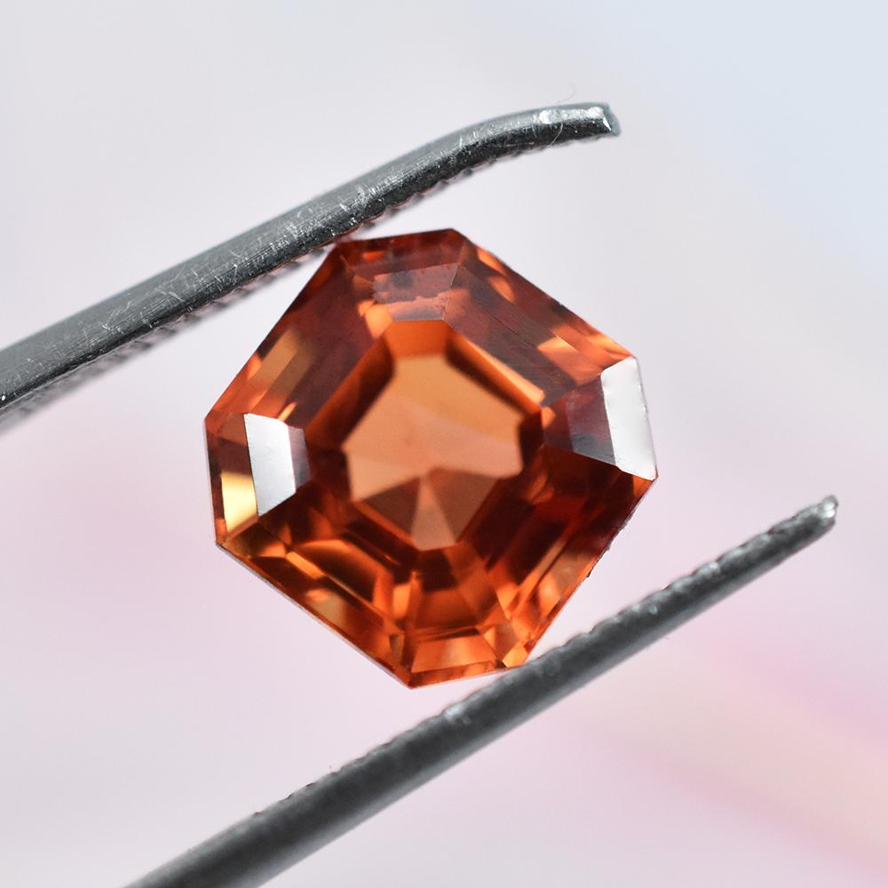 Natural Orange Sapphire Loose Gemstone 4.20 Ct Brilliant Square Cut September Birthday Birthstone