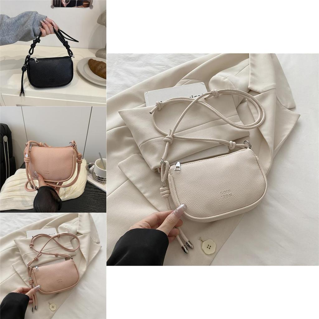 Simple Solid Color Lychee Texture Women Casual Shoulder Bag For Daily Use