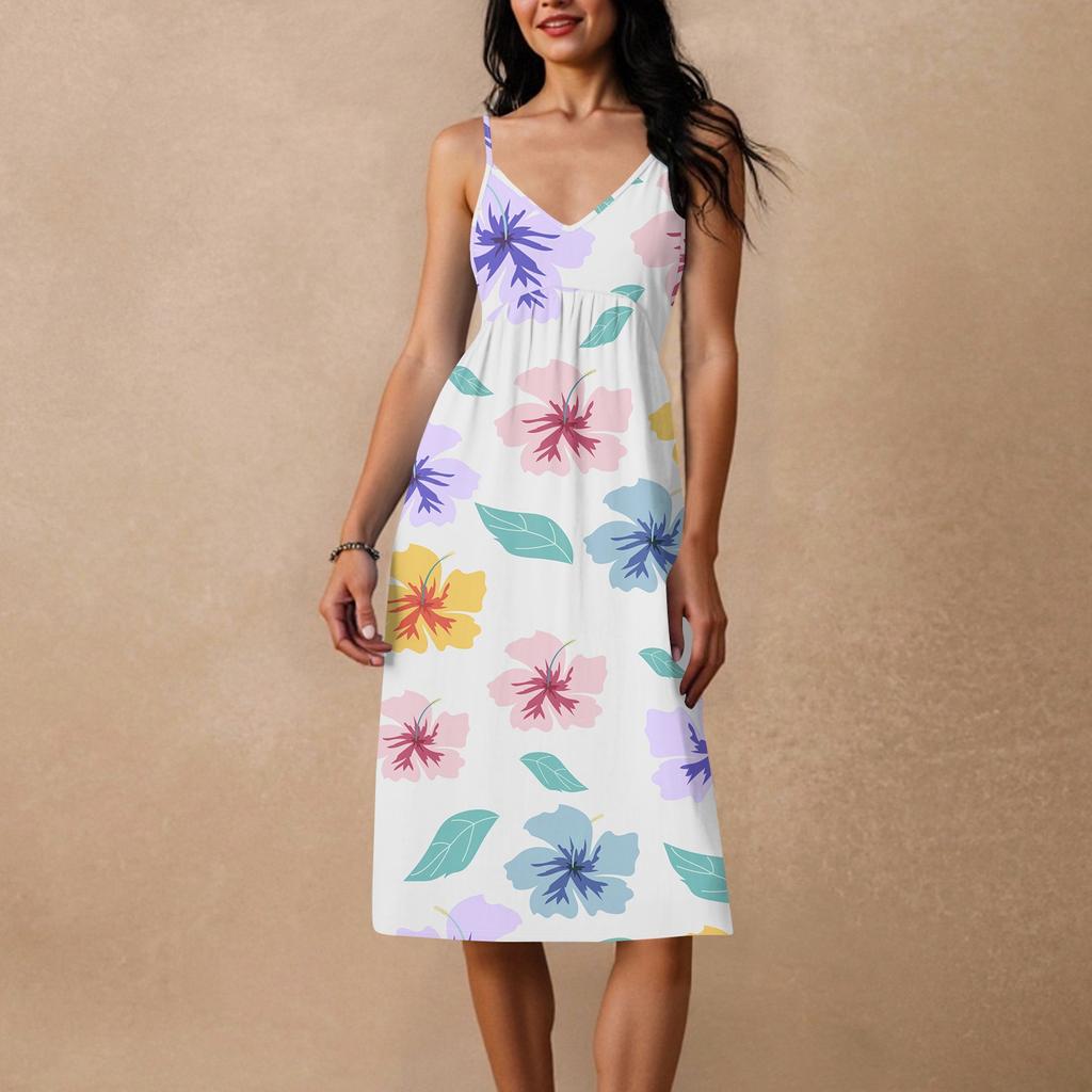 Dámské špagetové šaty bez zad s mašlí, volné, ležérní, plážové, prázdninové, letní šaty