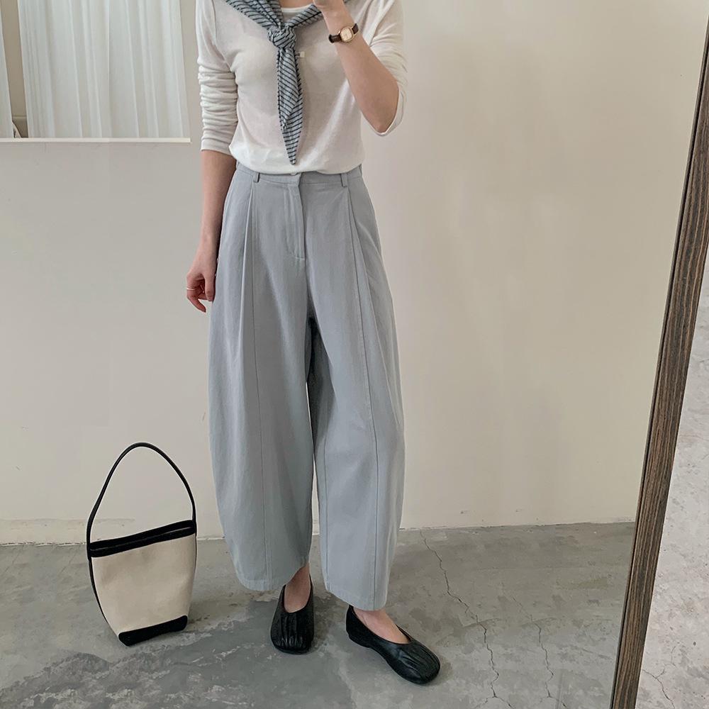 

26-Year Spring Street Trend: Women s Three-Dimensional Stitching Curved Leg Cropped Workwear Pants Large
