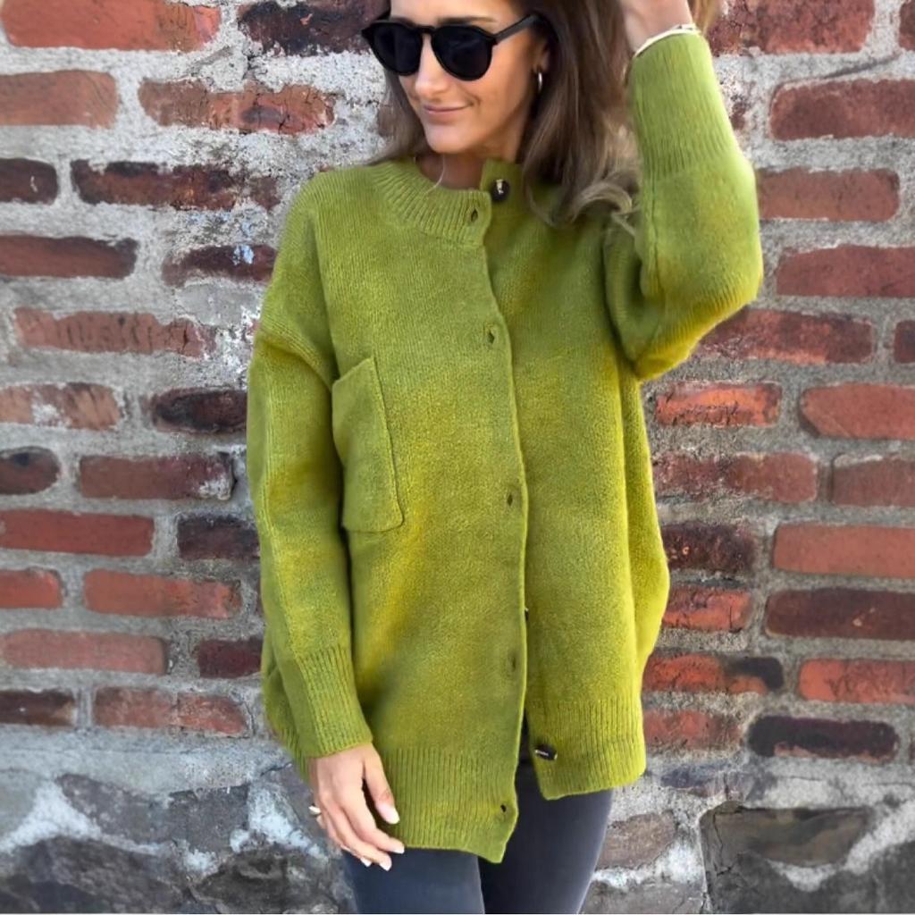 2025 Hot Sale Knitted Jacket Stand-Up Collar Large Size Sweater Solid Color Cardigan Women's New