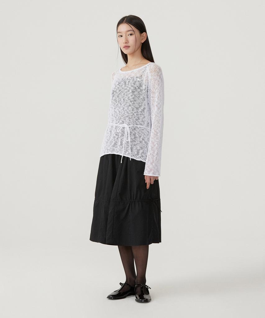 COVERNAT WOMAN Crochet Round Neck Knit White