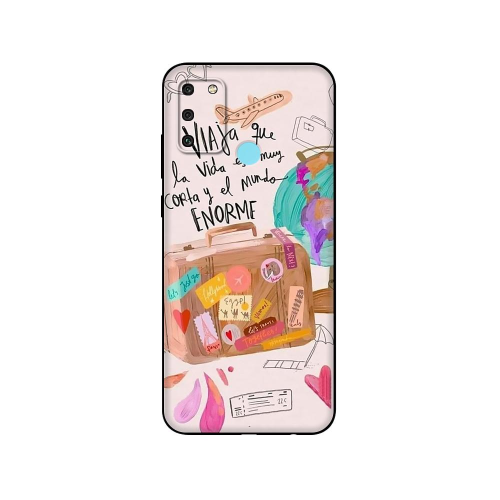 Black tpu Case For Huawei Honor 8a 8s Prime 9 Lite honor 9A 9C 9X Premium 9x Pro 9S Summer Travel Pack your Bags Lets Go Clear