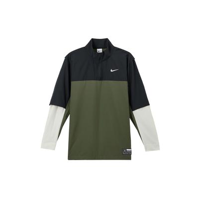 Maglietta da Golf Polo Uomo Club Dri-Fit con Logo a Fantasia Manica Lunga Asciugatura Rapida Vestibilità Larga Nero Cachi-Verde Bianco Osso FQ1156-010