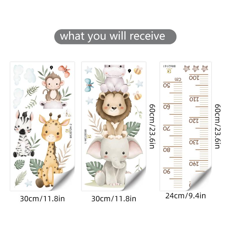 

Baby Room Height Growth Chart Removable Wall Sticker Jungle Animals Ruler Decal Kids Children Bedroom Measurement Decor різнокольоровий