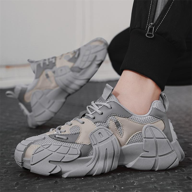 Fashion Men's Casual Sports Shoes Thick Bottom Breathable Outdoor Leisure  Summer New Style Dad Leather Mesh Shoes