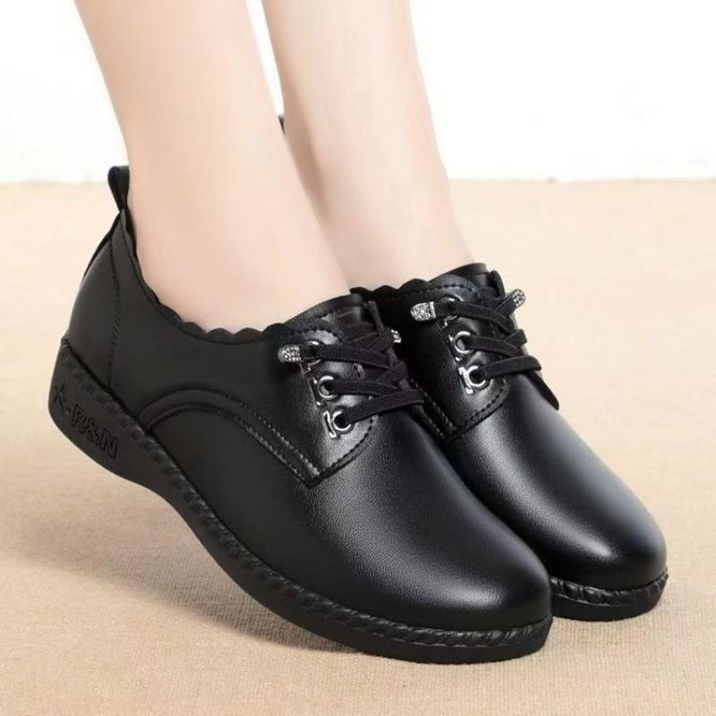Casual super soft non-slip shoes autumn women's flat bottom shallow mouth single shoes women's small leather shoes