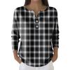 Women's Fashion Long Sleeve Plaid Geometric Print Top Elegant Casual Top