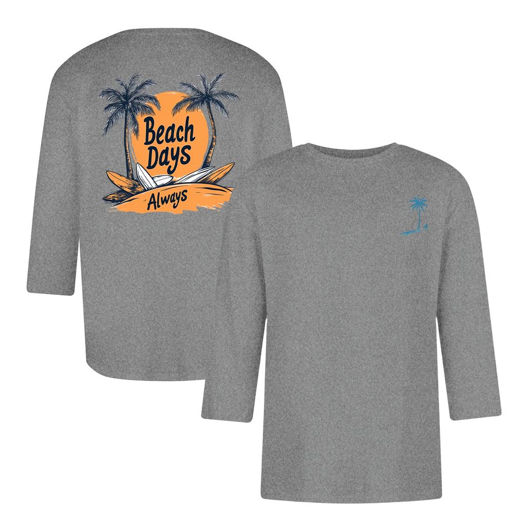 Men's casual and fashionable printed collar three-quarter sleeve top T-shirt