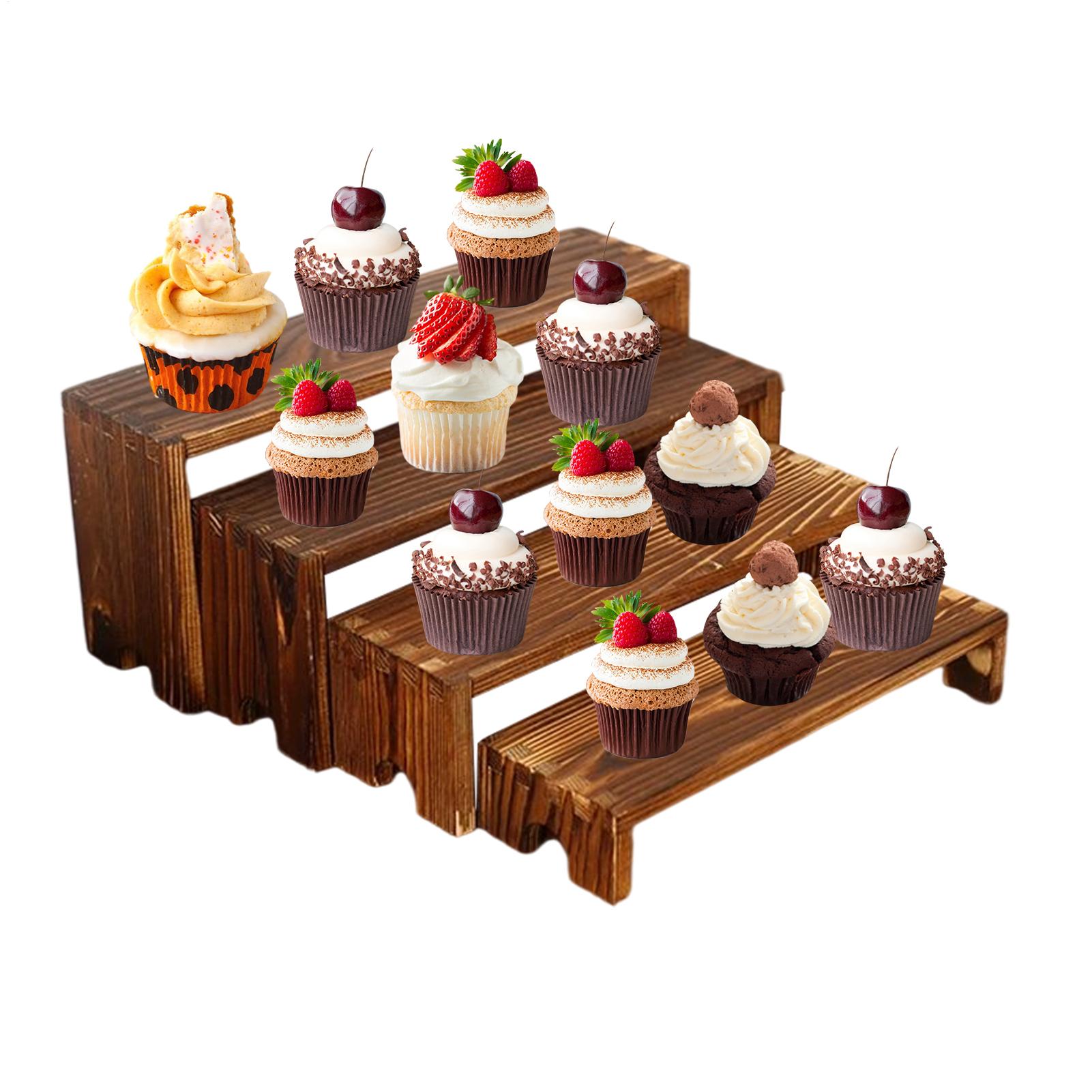 

4 шт. Маленькая деревянная лестница-витрина Стойки для демонстрации десертов Деревянные полки Стеллаж для хранения фигурок Кухонный стеллаж для хранения специй CN