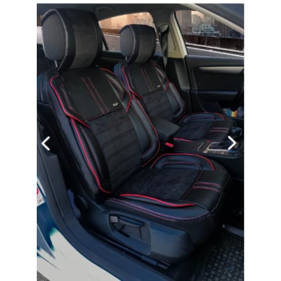 

Чехол на автомобильное сиденье из кожи и ткани Vip Front Back Set Black Red v.i.p Super Lux
