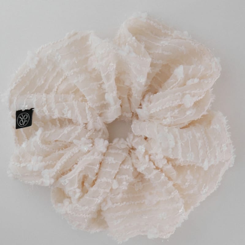 Voor Lace Flower Stripe Scrunchie_Large_Beige