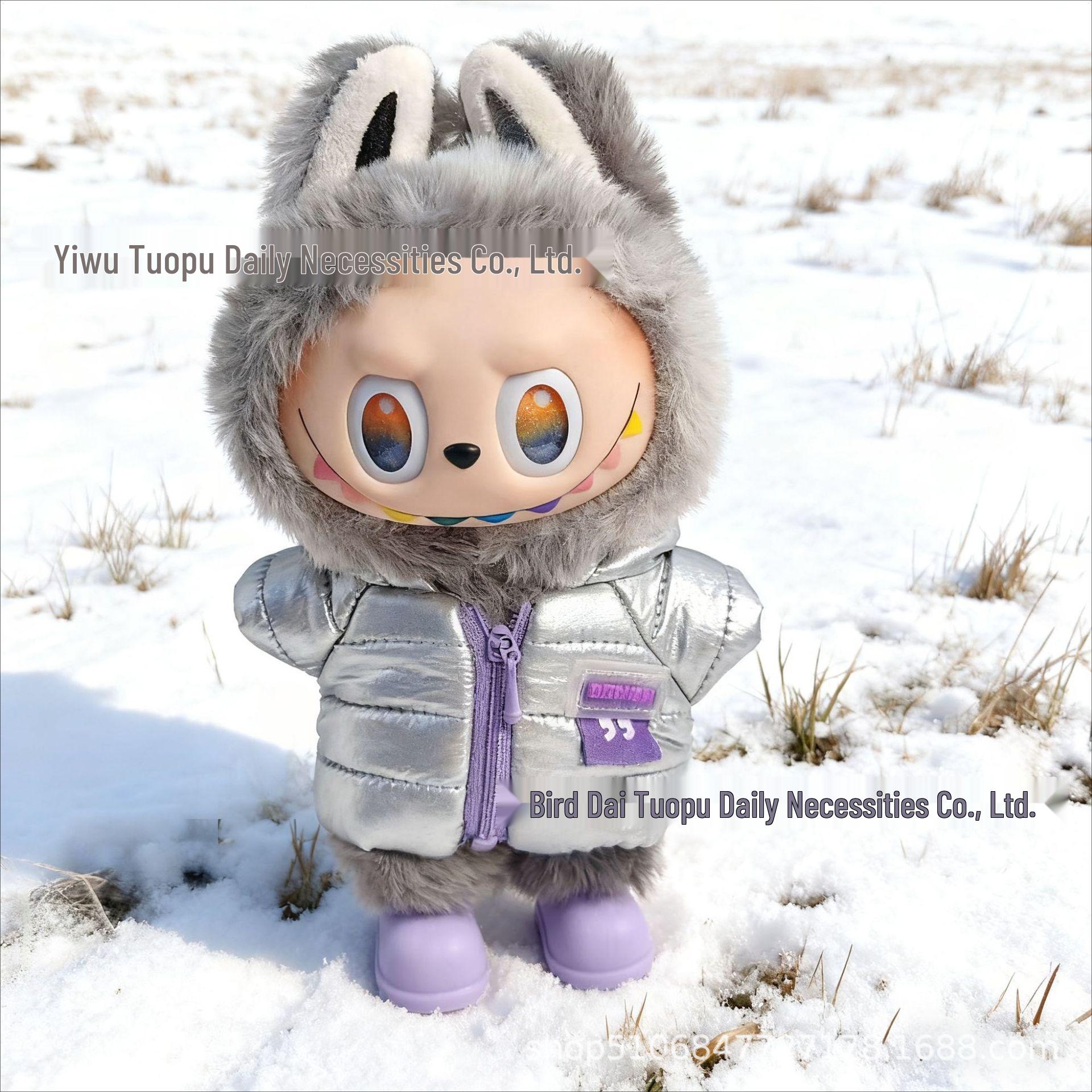 

Winter Plush Toy Down Jacket: Labubu Silicone Toy Blind Box 1st-3rd Gen Doll Clothes Outfit Replacement White Set