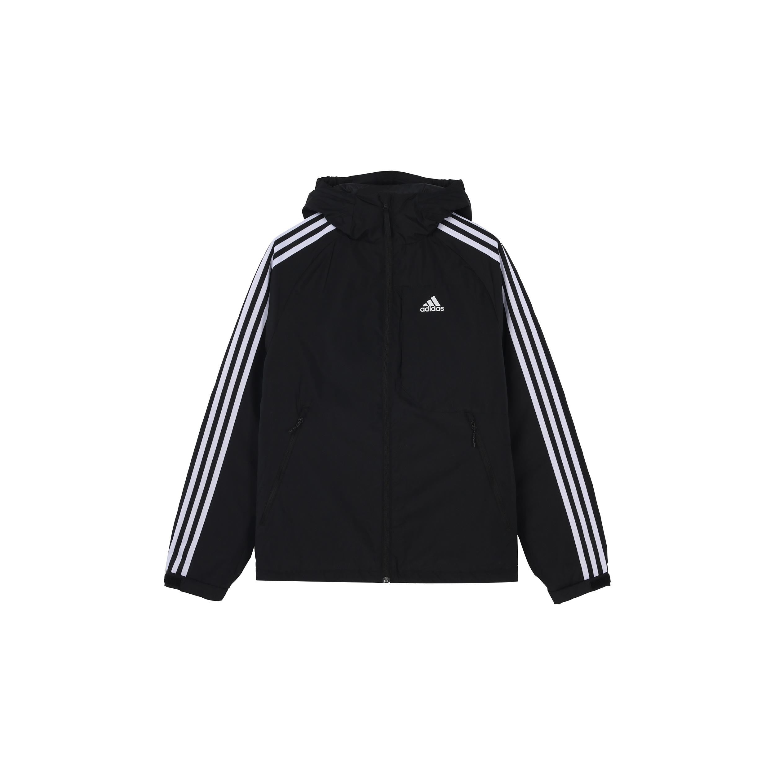adidas 3st Down Jkt Logo Printing Side Stripe Sports Stay Warm hooded down Jacket Black Men s H23080 XS