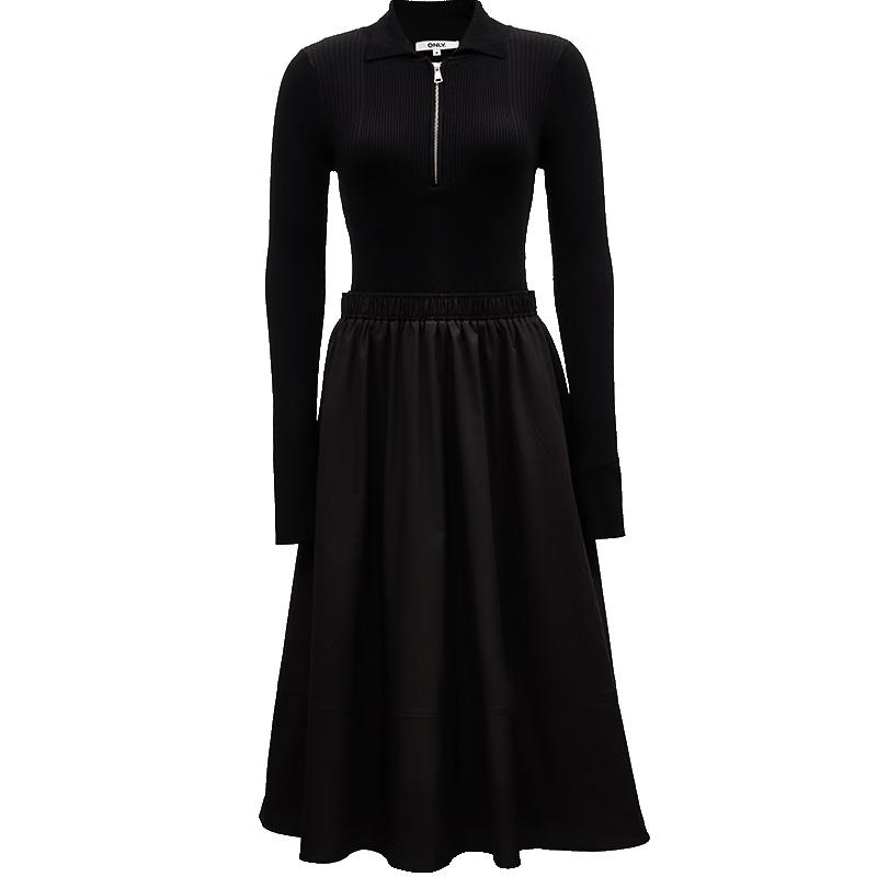 ONLY Women s 2024 Autumn Knit Patchwork Slimming Long-Sleeved Dress M