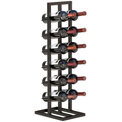 12-Bottle Bottle Rack, Industrial Metal Wine Shelf, Freestanding Wine Rack for Kitchen, Bar, Cellar, Black