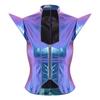 Women Metallic Steampunk Waistcoat Victorian Gothic Cap Sleeve Zipper Front Vest for Carnival Stage Performance