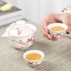 Anti-scalding teapot ceramic cover bowl large tea cup Kung Fu tea set Sancai Pu'er tea bowl hand-held teapot white porcelain