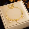 Light Luxury Vintage Stainless Steel Gold Plated Bracelet Women Heart Zircon Charms Unique Paperclip Chain Jewelry Gift for Her