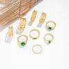 Cross Border French Retro Imitation Grandmother Emerald Joint Ring Women's Jewelry Niche Design Hollow Geometric Ring