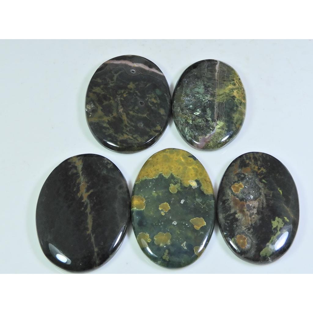 214Cts. Natural Ocean Jasper Oval Shape Cabochon Loose Gemstone 05 Pcs Lot C-311
