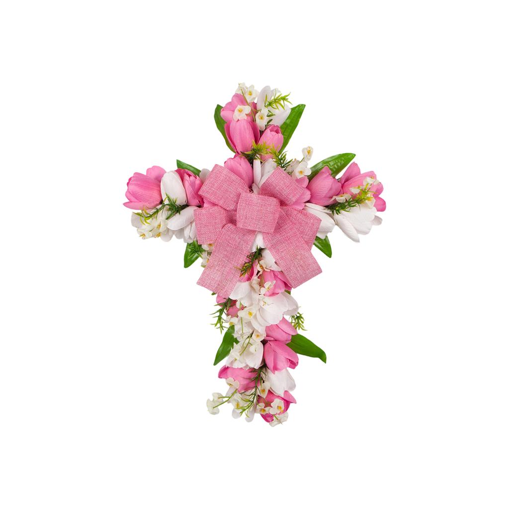 45cm  Cross, Easter Front Door Bow, Artificial Flower Decoration For Doors And Walls.