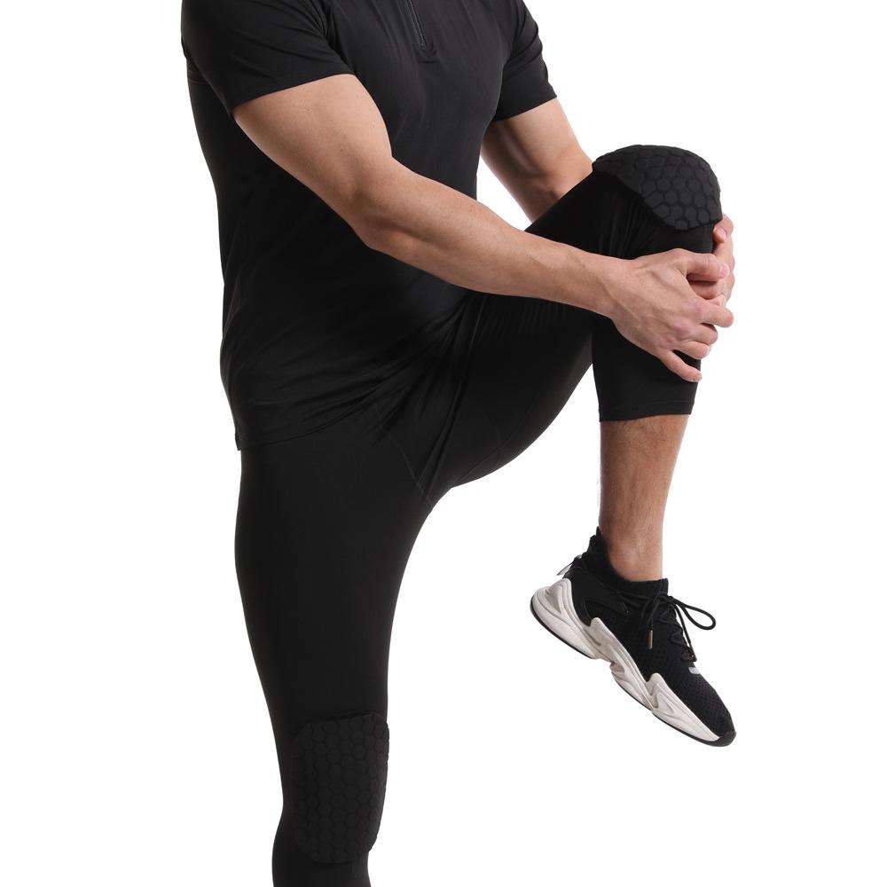 Men's Seven-Point Honeycomb Compression Basketball Pants with Knee Protection