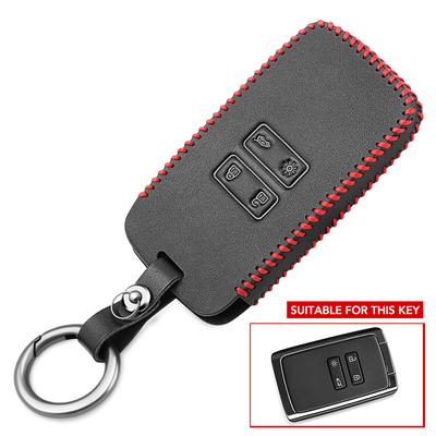 Para renault megane clio captur koleos kadjar talisman espace 4 botões de couro do plutônio do carro chave inteligente capa caso fob titular