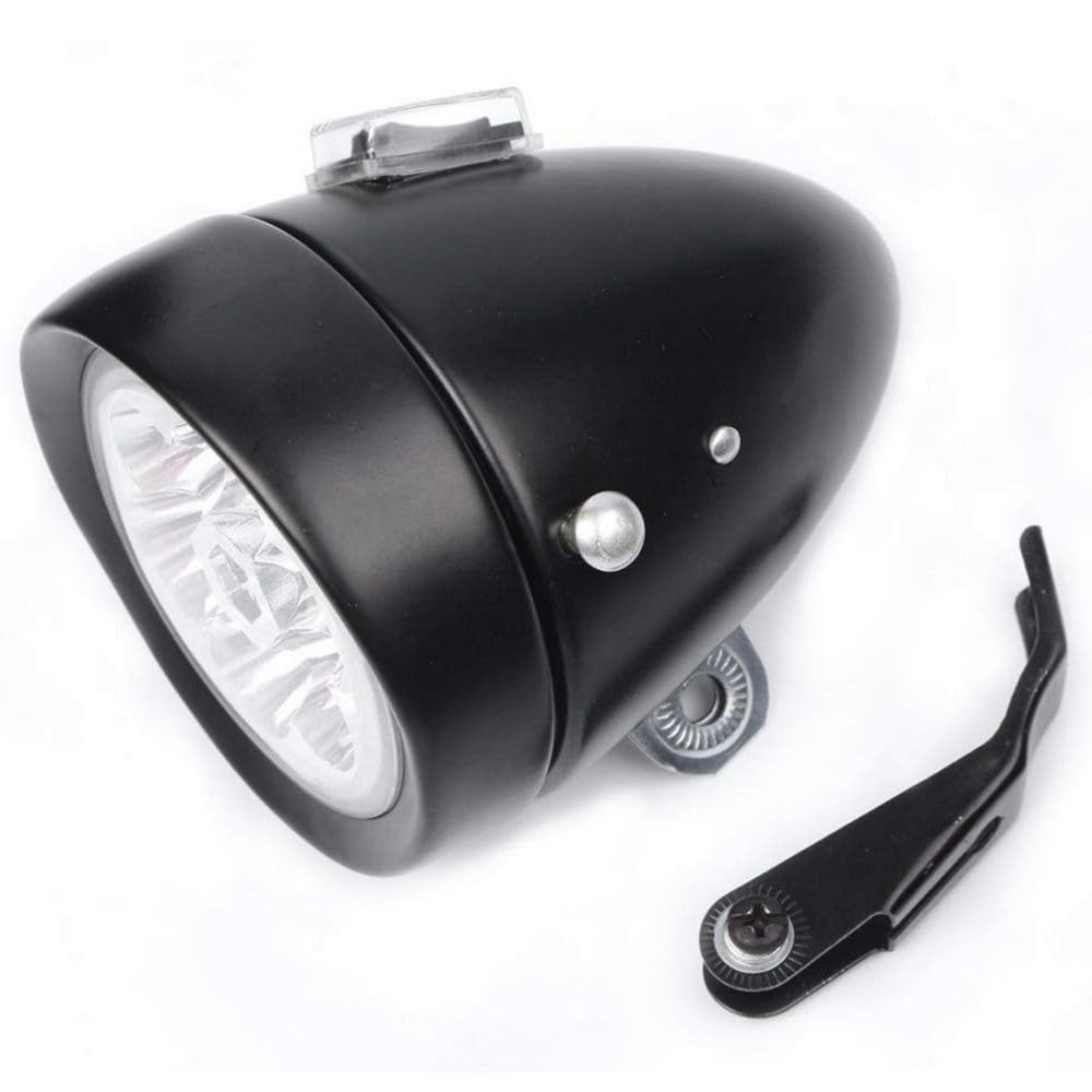 

PLEAVIT LED Bicycle Retro Front Black Bullet-Shaped Light, 7-Light Headlight, Light, Battery-Operated,