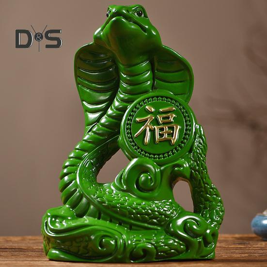 Schlangenstatue mit chinesischem Sternzeichen, kleine hölzerne Feng-Shui-Tierfigur, Schlangenskulptur zum Neujahrsfest 2025, Heim- und Bürodekor für Glück, Erfolg, Reichtum