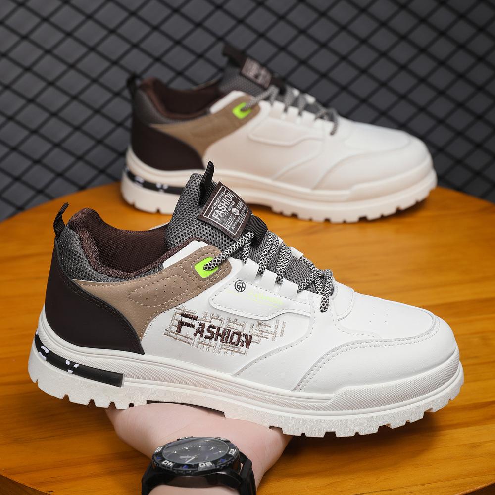 Frühlings Herrenschuhe Neue Atmungsaktive High-Top Schuhe Herren Trendige Weiße Schuhe mit Dicksohle Sportlich Lässige Borad Schuhe Herren