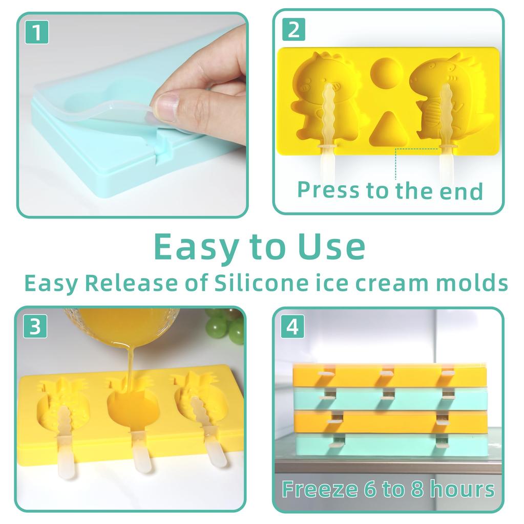 Food Grade Silicone Ice Cream Mould Heart-Shaped Snowman Christmas Tree Popsicles Mold Reusable Kids Homemade Frozen Popsicle