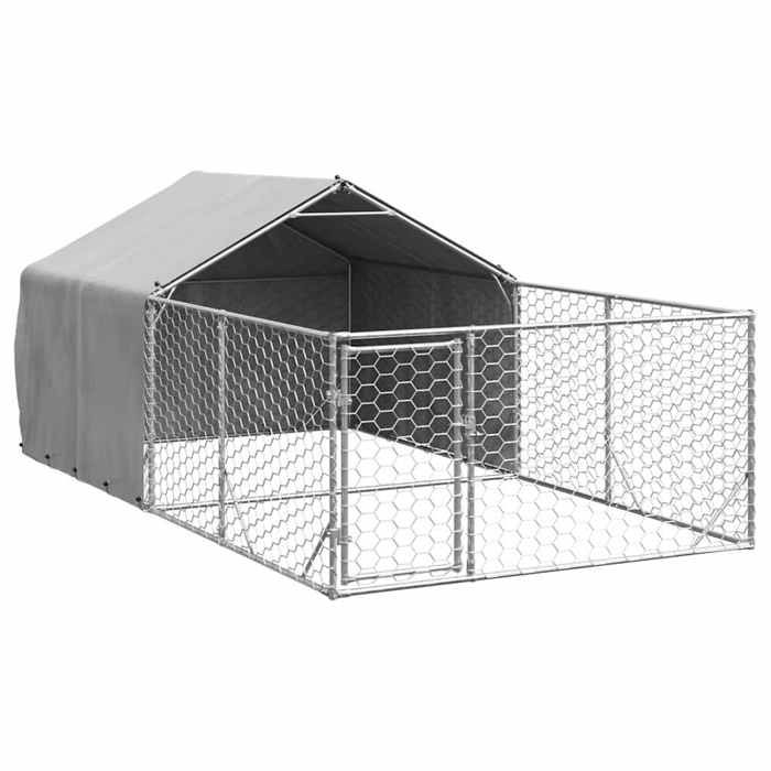 VidaXL Niche d'extérieur pour chien enclos 4x2x1,5 m acier galvanisé, cage de chien d'extérieur, grande cage de chien, niche 3329235