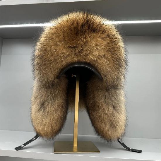 New genuine fox fur ear-protecting hat Men real raccoon fur bomber hat Women winter warm fur real sheep leather snow hat