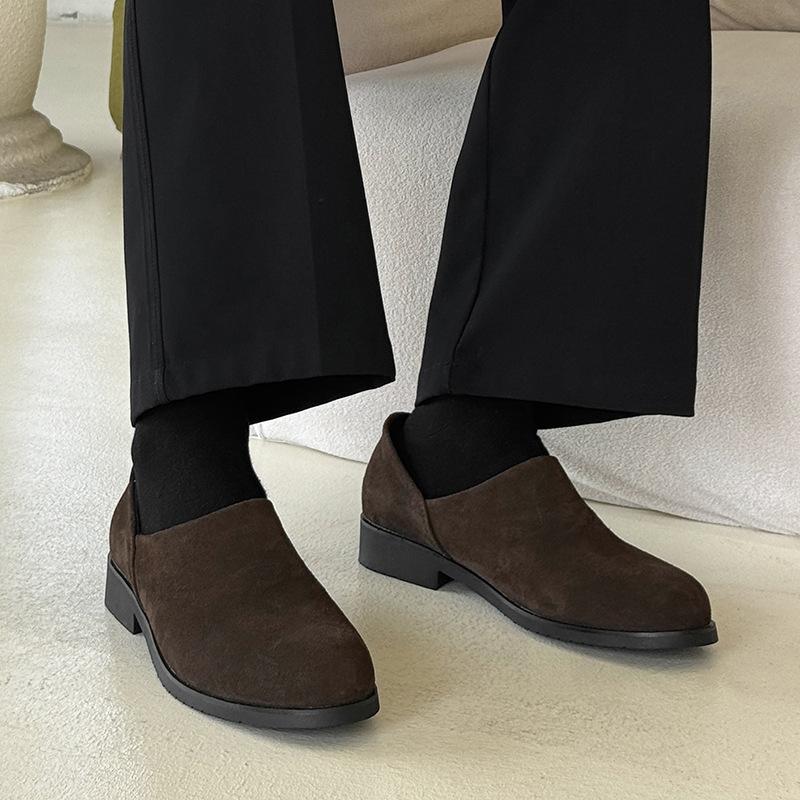 Lazy One-pedal Loafers Men's Light Casual British Style Business Dress Shoes 34919 brown-J