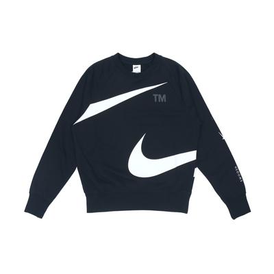 Nike Pletený svetr s kulatým výstřihem a potiskem loga Swoosh Pánská mikina Černá DD6097-010