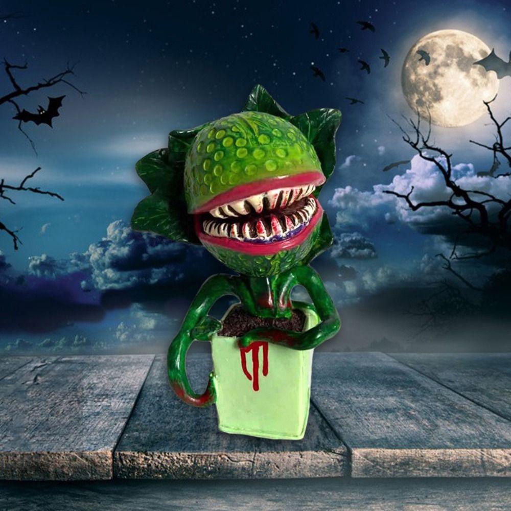 

Artificial Piranha Flower Statue Lifelike Cannibal Plant Figurines Halloween