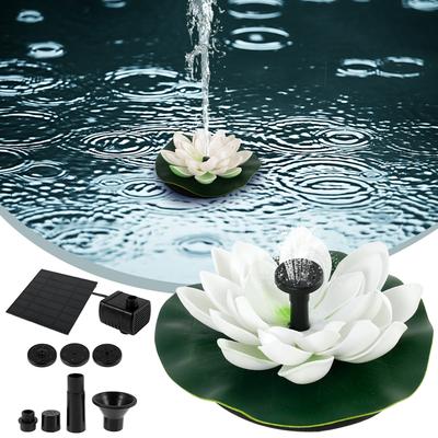 Solar Fountain Pump Lotus Floating  Water Feature Bird Bath Pond Solar Pump with 4 Nozzles for Garden Outdoor Decoration 1.4W/7V