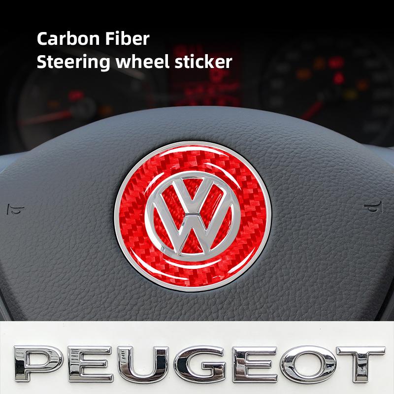 Car Interior Accessories Carbon Fiber Car Steering Wheel Car Decora Sticker For Peugeot/For VW Golf Amarok T5 Phaeton Teramont